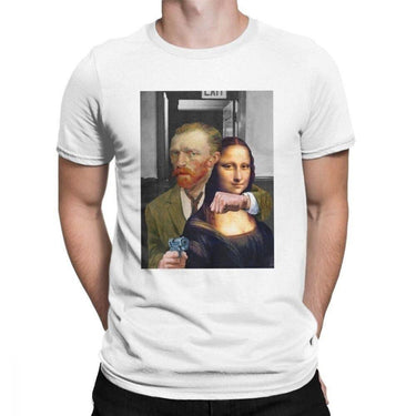 Van Gogh Takes Mona Lisa Hostage Classical Art Funny Mens Tee Boys Tee Humourous Modern Art Mona Lisa Tee Van Gogh Tee from NSE Imports #2.